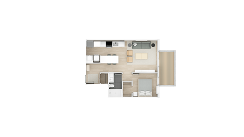Floor plan for 1 bed, 1 bath, 587 sqft